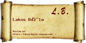 Lakos Béla névjegykártya